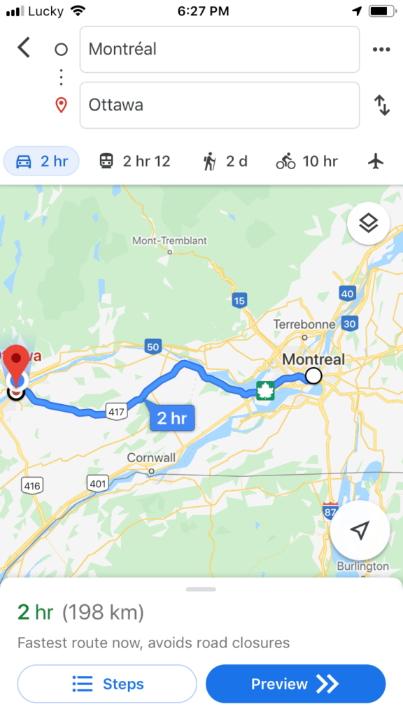 Montreal to Ottawa